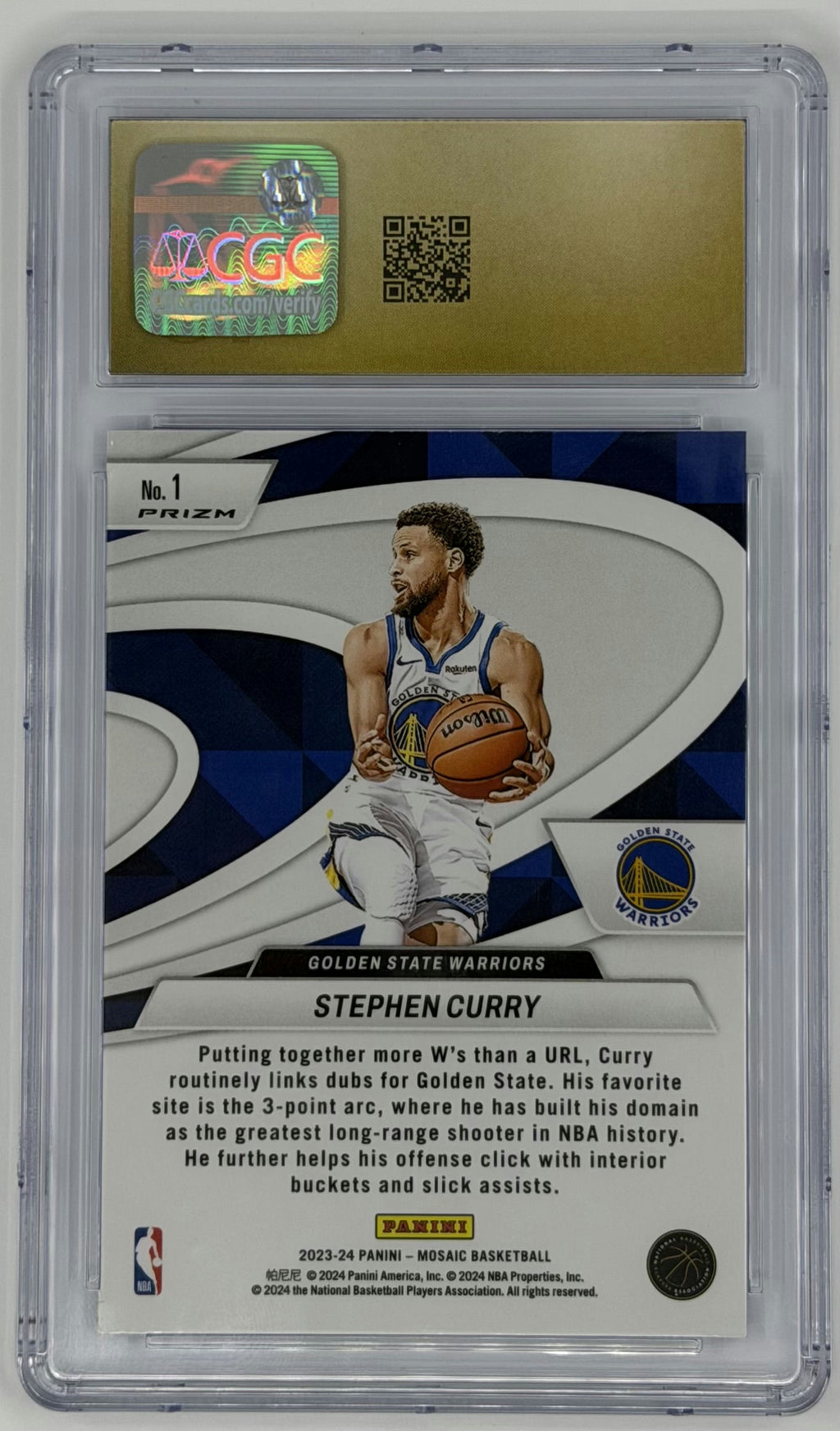 2023 Panini Mosaic Give and Go Stephen Curry #1 Green CGC Pristine 10 back