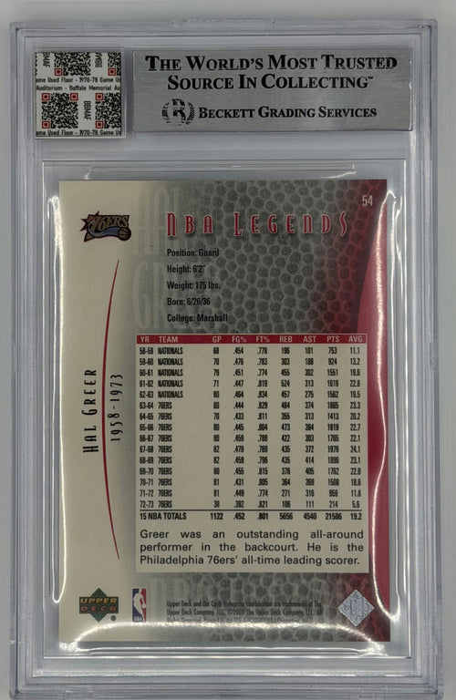 2001 Upper Deck Legends Hal Greer #54 back