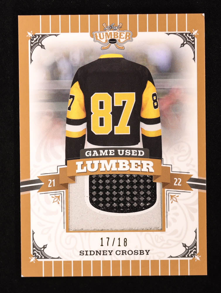 Sidney Crosby 2022 Leaf Lumber Game Used Lumber Copper #17/18 front