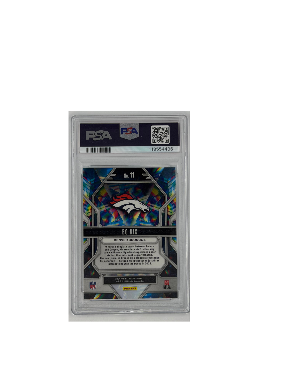 2024 Prizm Prizmatic Bo Nix #11 Gem Mint 9